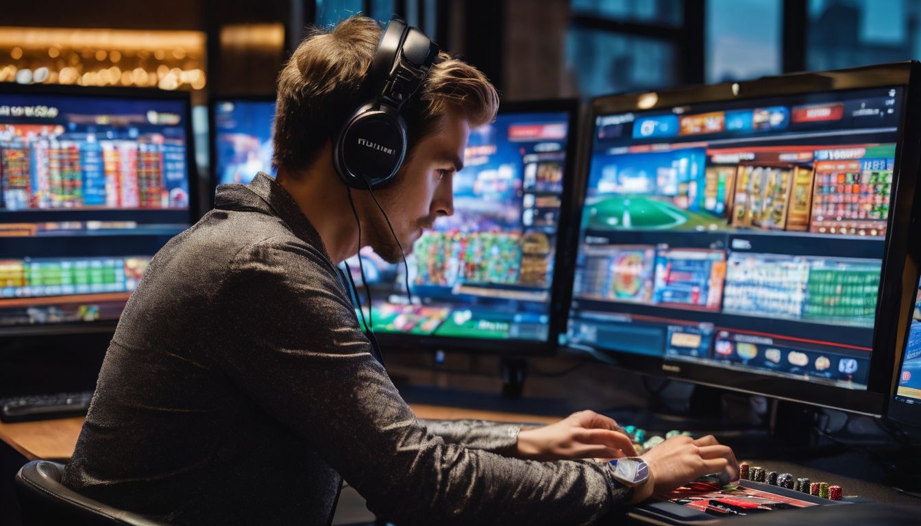 En person som spelar online casino på en datorskärm.