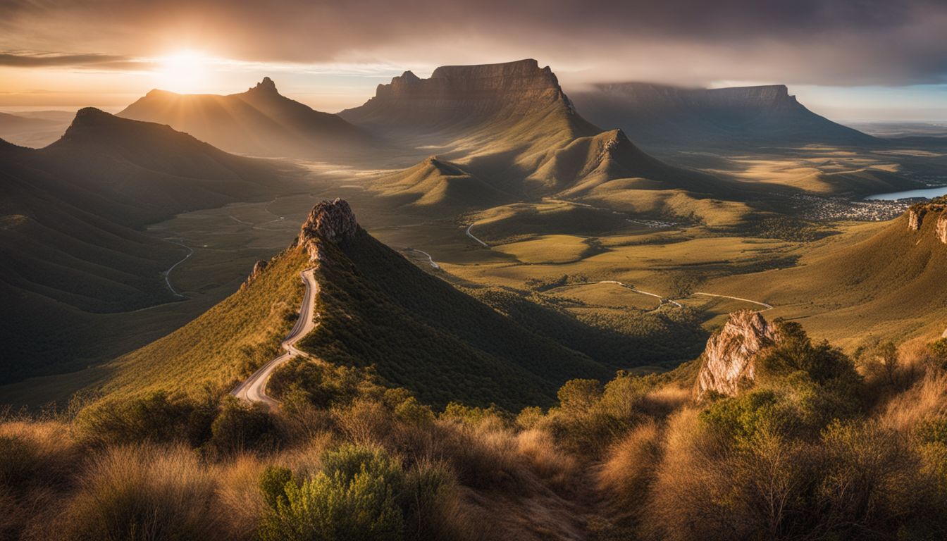 A panoramic view showcasing the diverse landscapes of South Africa's natural beauty.