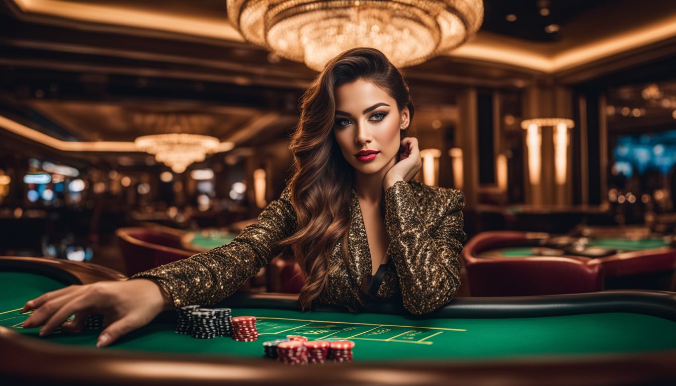 En kvinna spelar självsäkert på ett kasinospel med en Martingale-strategi.