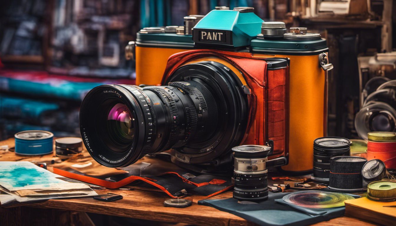 A professional camera capturing the intricate details of everyday objects in vibrant colors and textures.