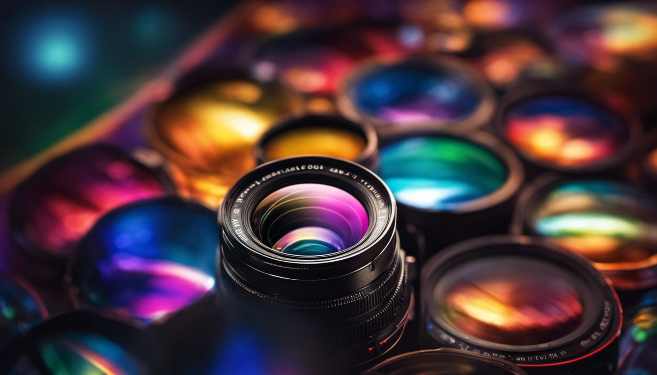 A close-up of a camera lens surrounded by colorful lenses, representing the artistry of macro photography.