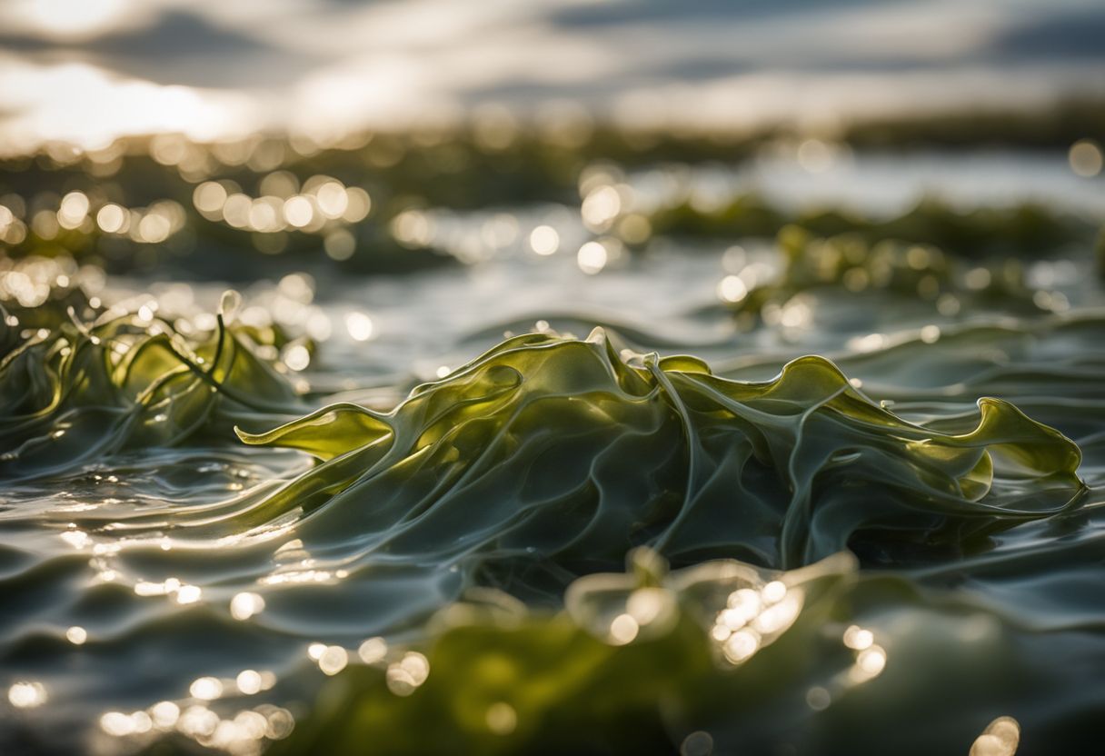 Close-up photo of agar agar seaweed, showcasing its texture and appearance.