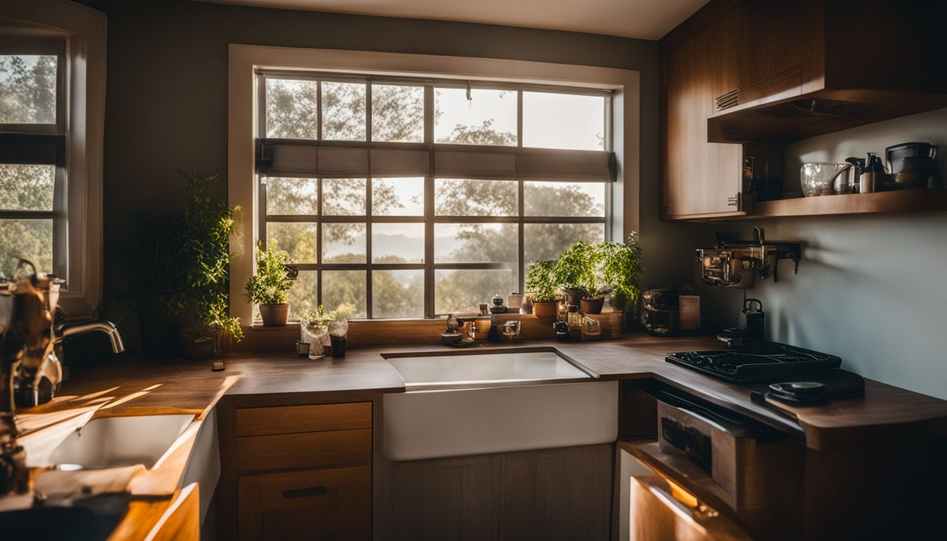 A nature-themed photo featuring a small window with sunlight streaming through.