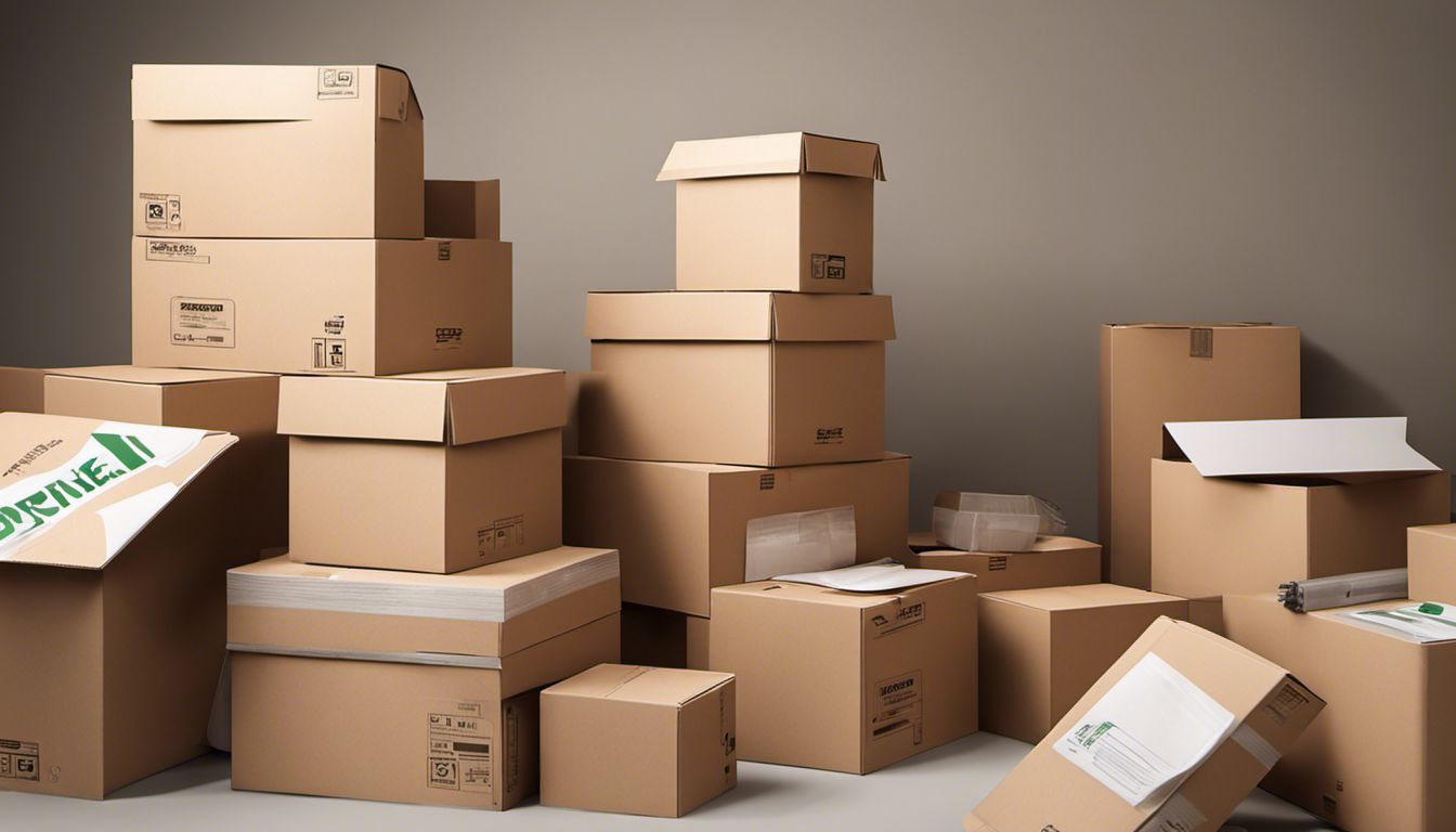 A neatly packed stack of cardboard moving boxes with packing materials, showcasing the efficiency of the packing process.