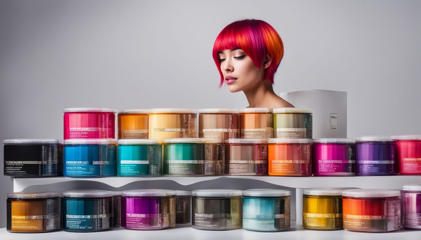 An artistic arrangement of vibrant hair dye boxes.