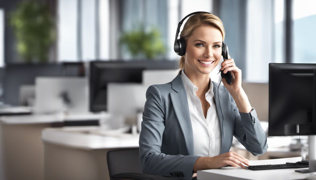 A customer service representative provides friendly and attentive assistance to a client over the phone.