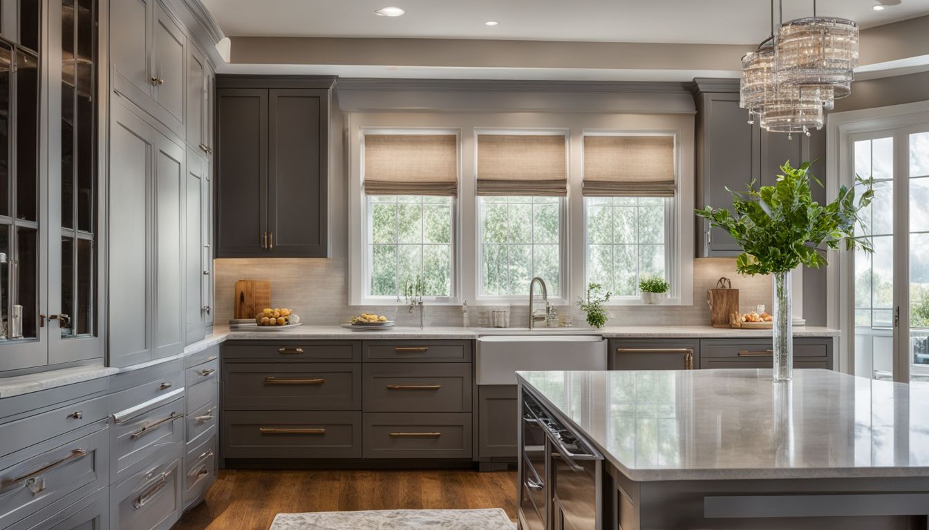 A photo of well-lit Casement windows in a pristine kitchen.