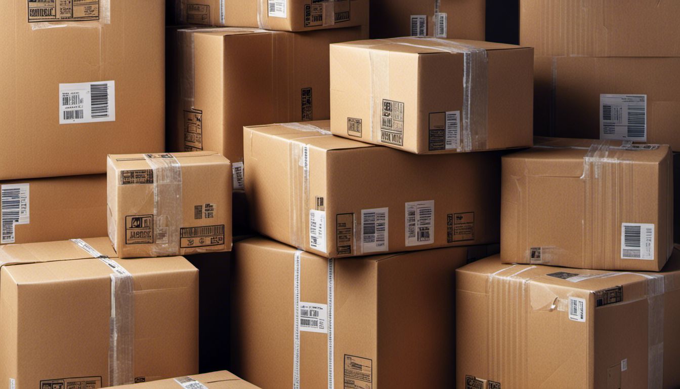 A visually dynamic composition of cardboard boxes labeled as fragile surrounded by packing supplies, capturing the excitement of a move.