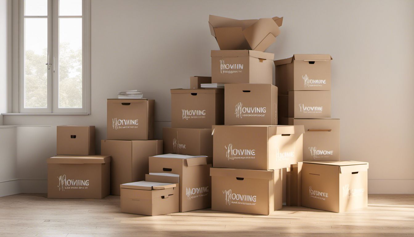 A tidy stack of labelled moving boxes in a minimalist room, showcasing the art of home organization.