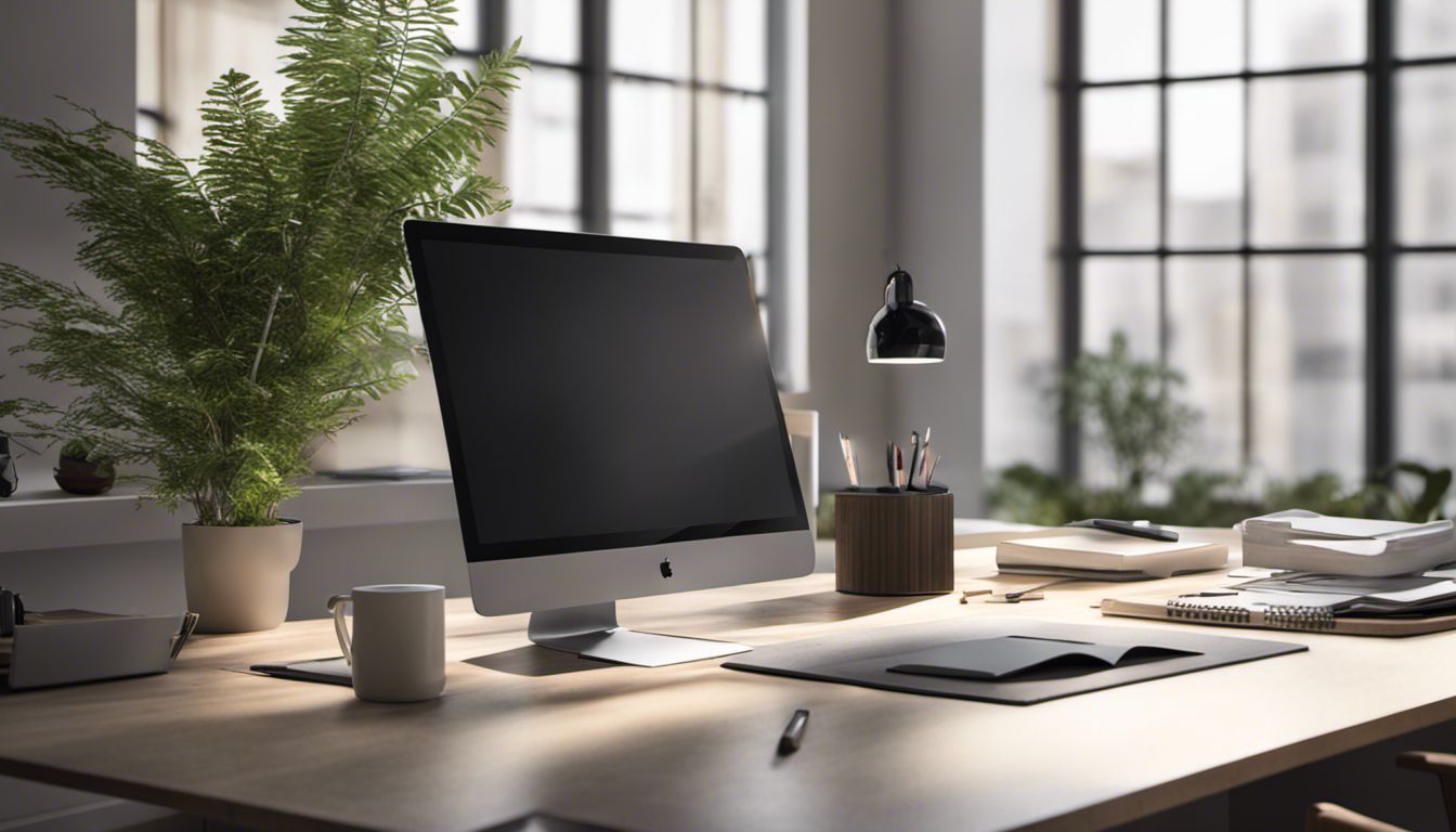 A neatly organized desk with modern decor and plants creates a productive atmosphere.