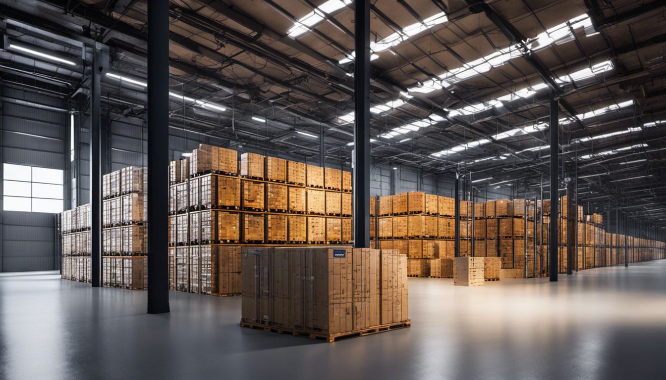 A warehouse filled with neatly stacked storage units, exuding a sense of mystery and secrecy.