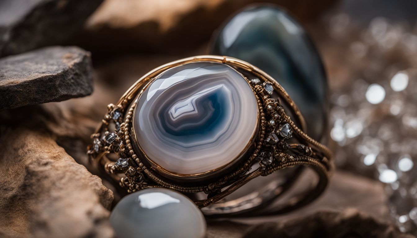A stunning close-up of Persian Agate bands revealing intricate patterns and textures.