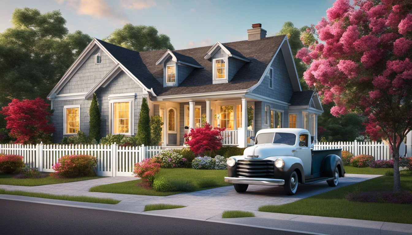 A moving truck parked in front of a charming suburban home symbolizes new beginnings and the excitement of starting afresh.