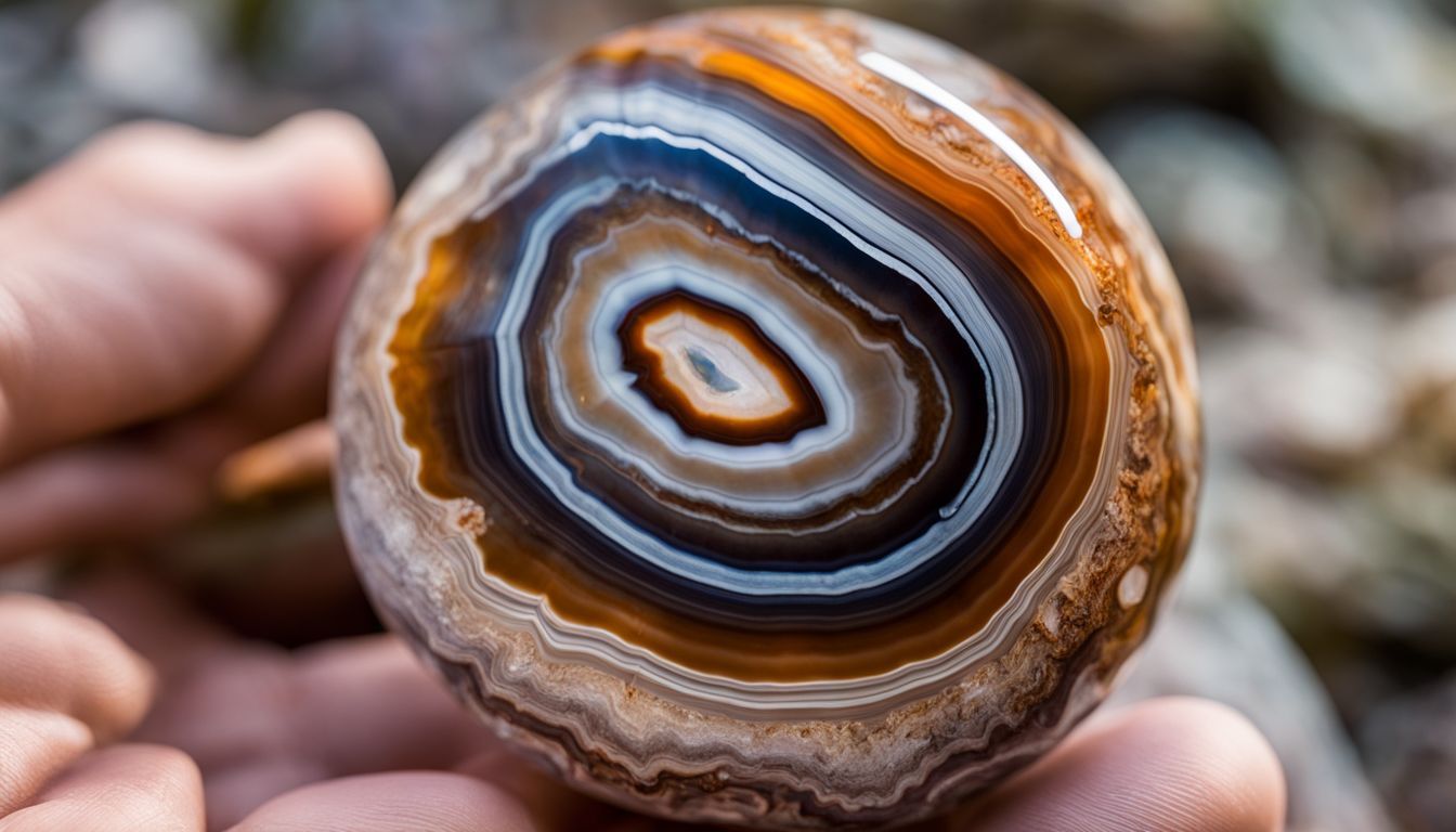 A vibrant photo showcasing Brazilian Tube Agate in a natural environment, highlighting its unique patterns and colors.