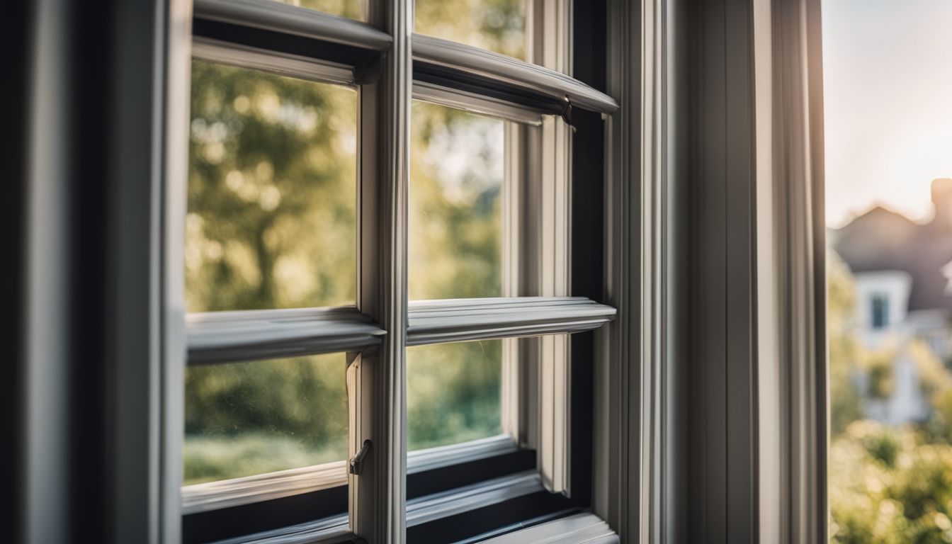 A close-up of a secure casement window in a safe home environment.