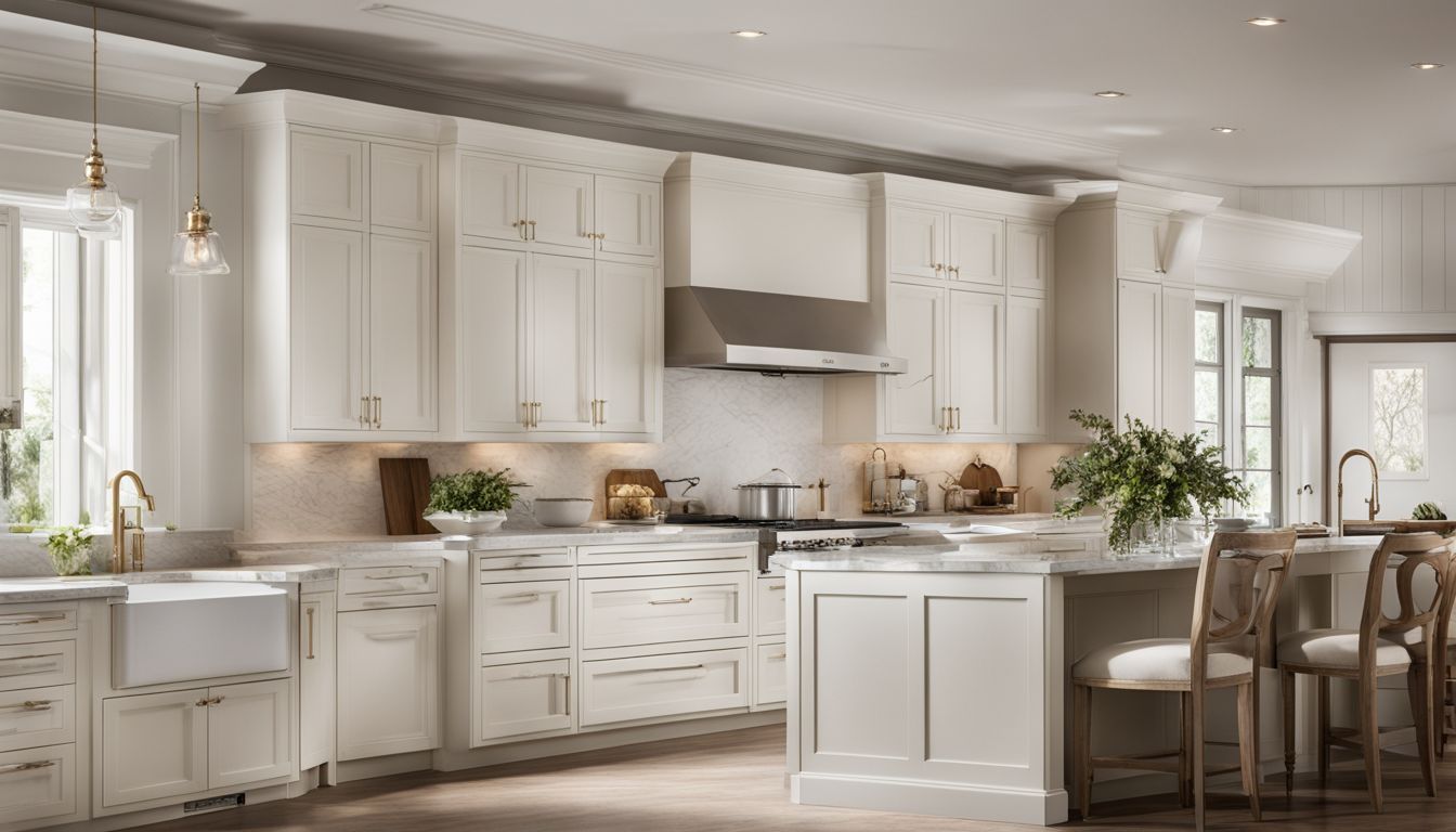 An elegant white kitchen with unfinished base cabinets and ample storage.