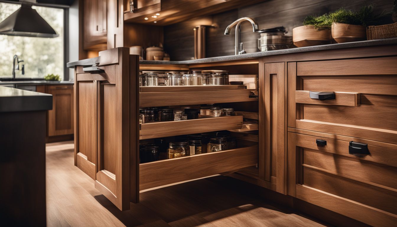 Well-crafted wooden cabinets showcase durability and high-quality construction.