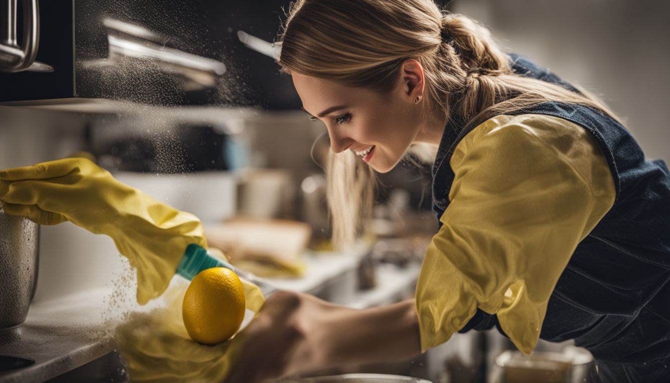 Cleaning Kitchen Cupboards with Baking Soda and Lemon 119143642