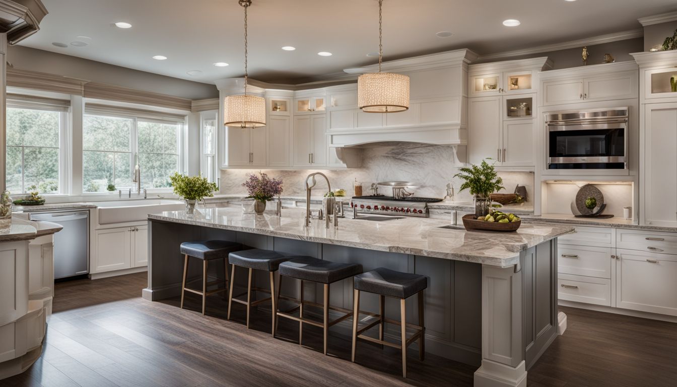 An elegant kitchen with custom cabinets showcasing personalized and unique design.