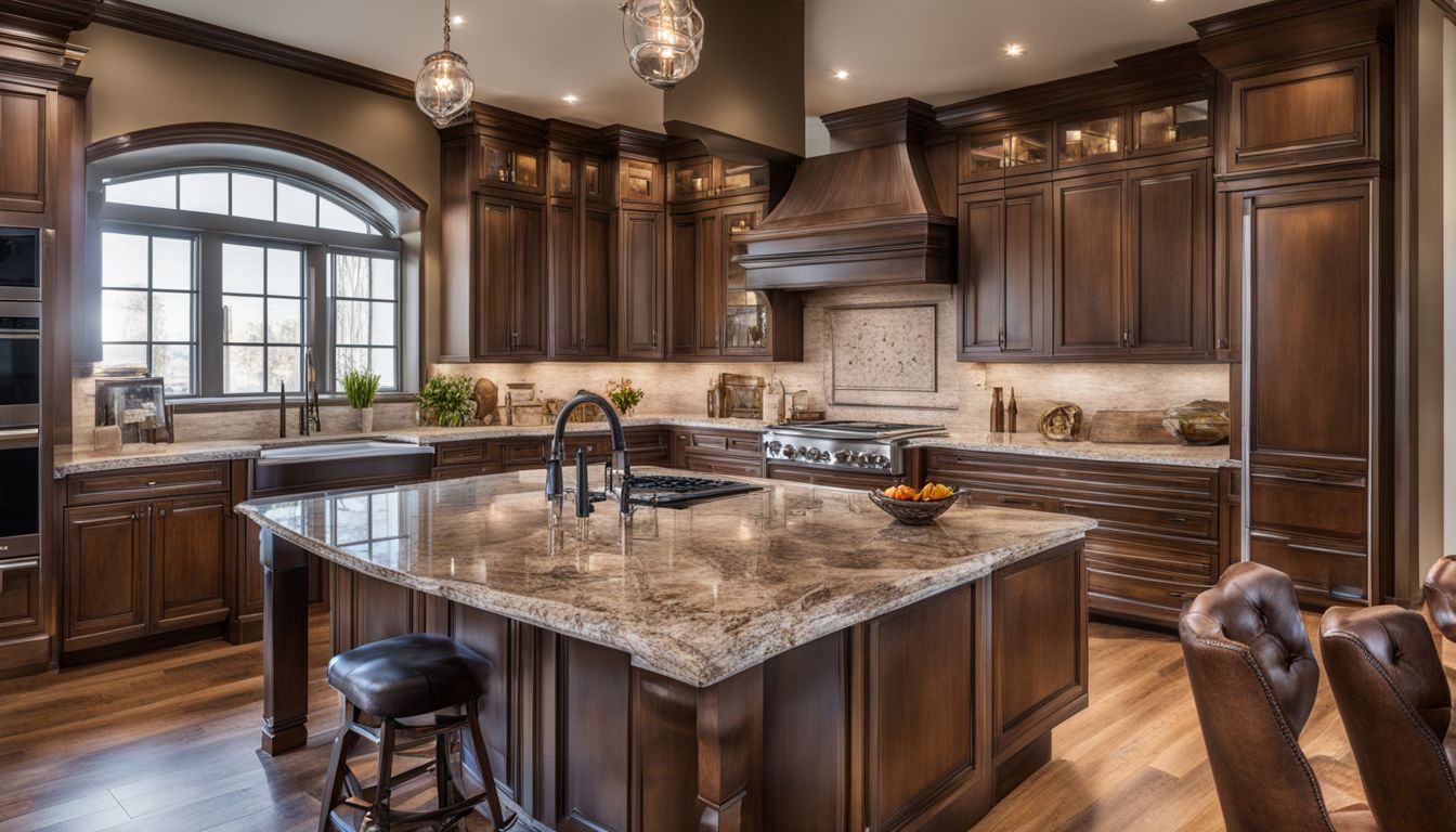 A kitchen with custom cabinets showcasing various materials and sizes.