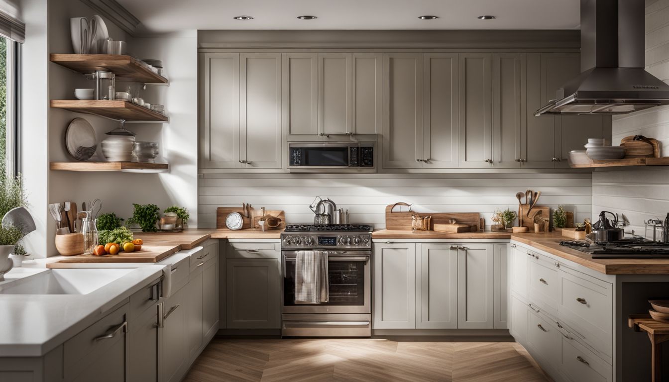A photo of beautifully organized kitchen cabinets showcasing an inviting and functional space.