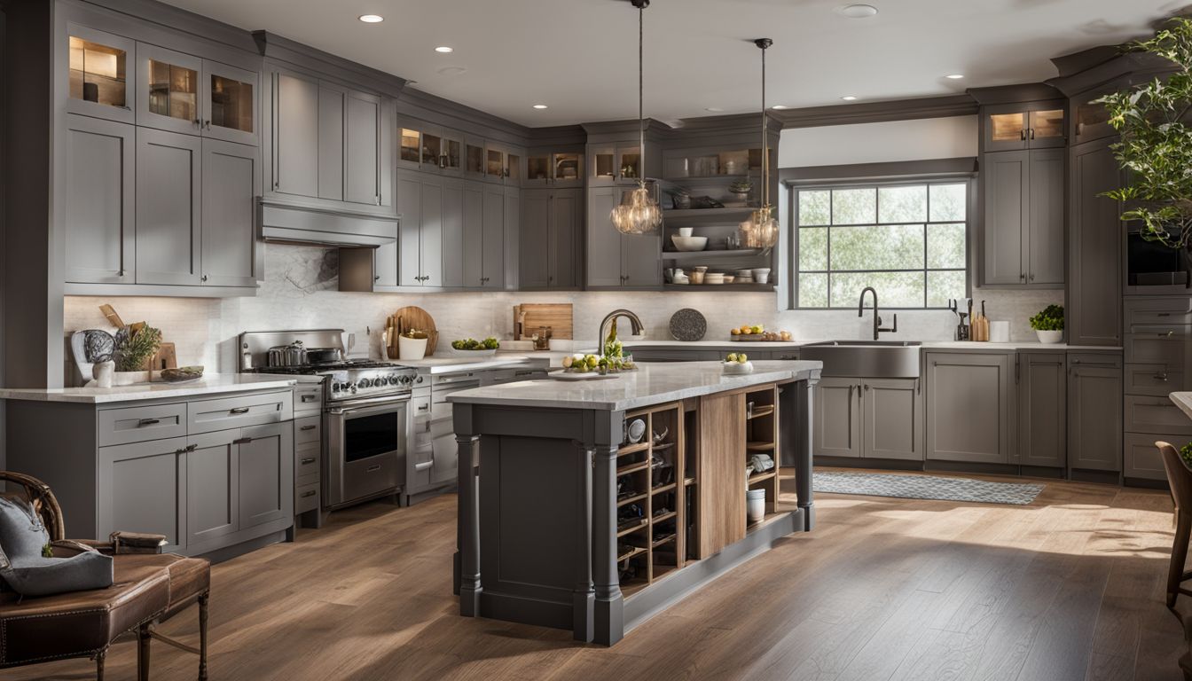 A photo showcasing the differences between stock, semi-custom, and custom kitchen cabinets.