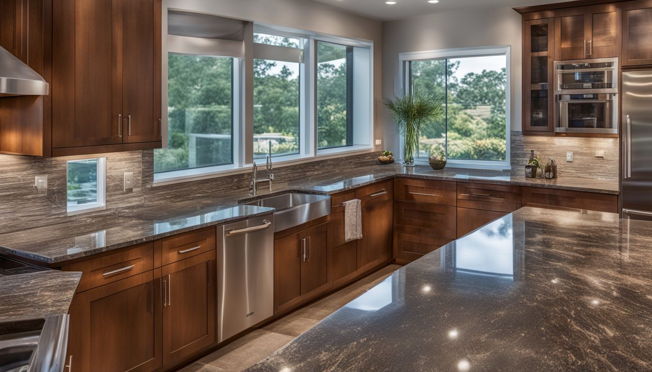 A modern kitchen with sleek design and elegant features.