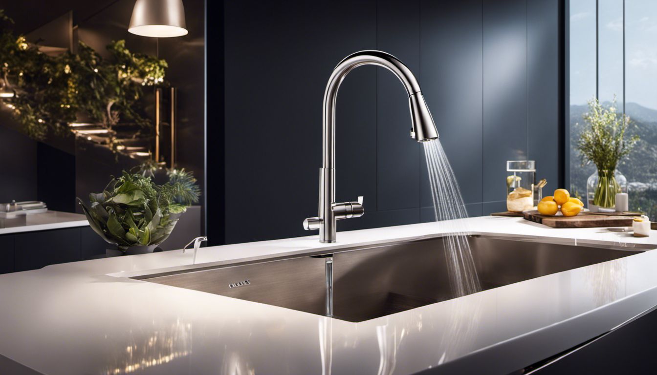 A modern kitchen with a sleek Gimili faucet and elegant design.