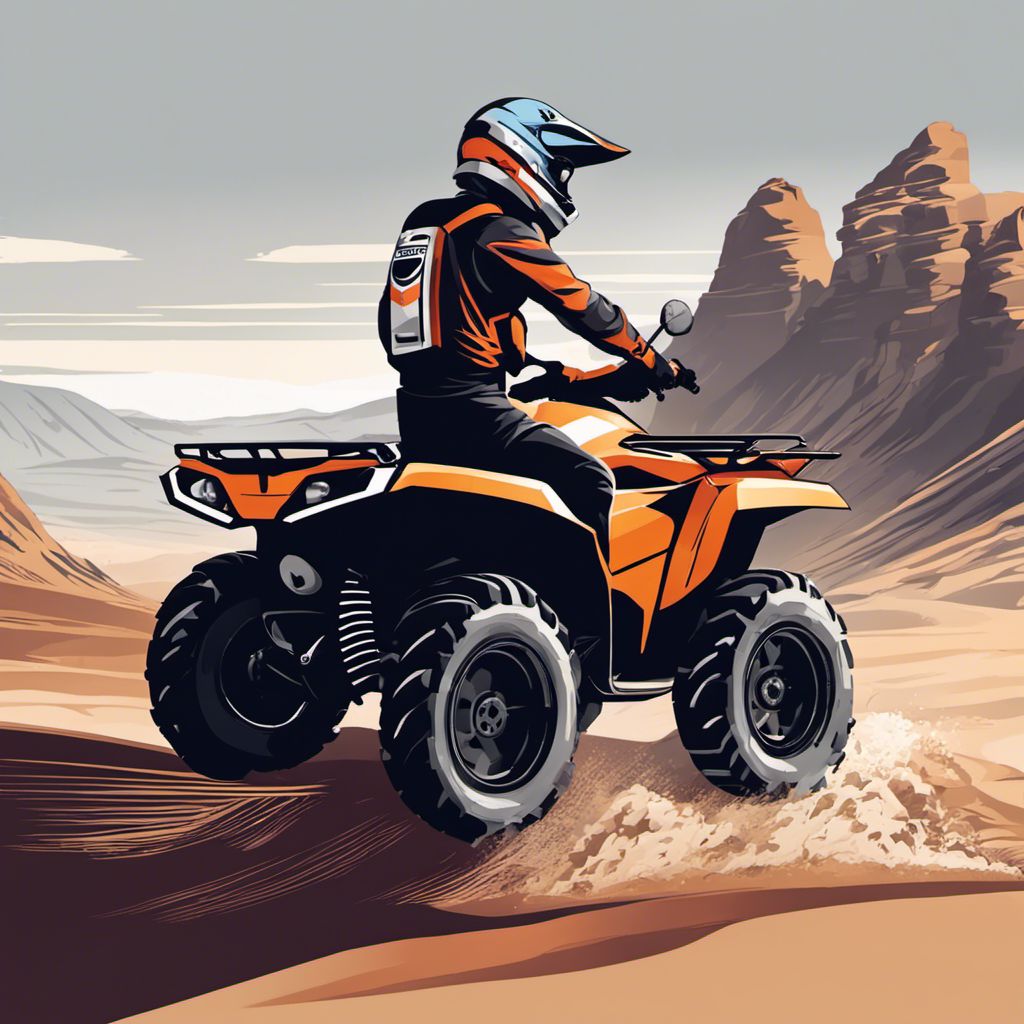 An ATV rider explores diverse off-road terrain, showcasing skill and power.