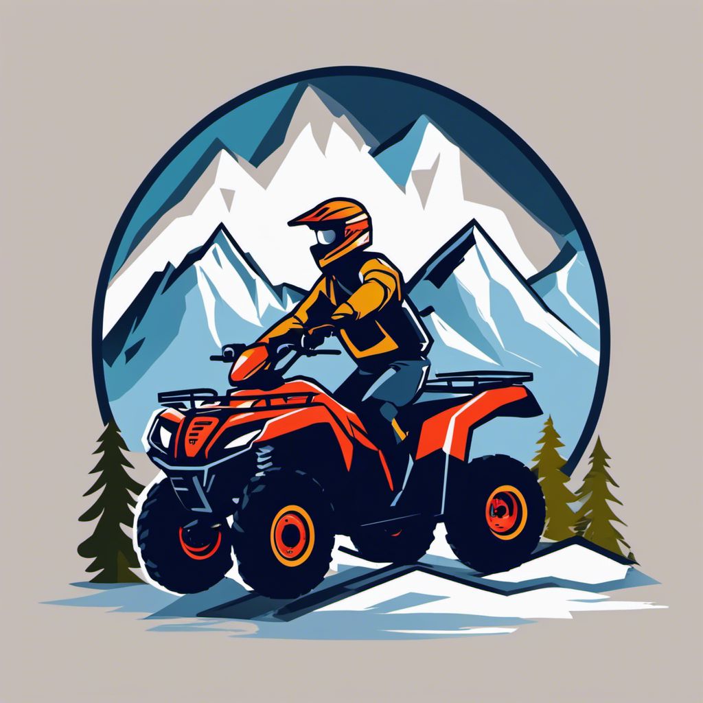 An exhilarating ATV ride through rugged mountain terrain with snowy peaks.