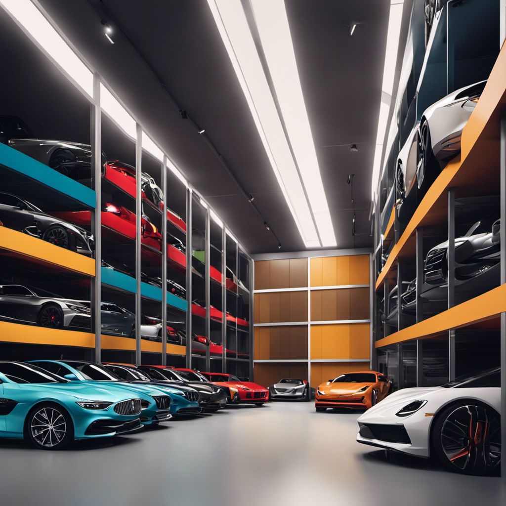 A modern storage facility for luxurious cars with state-of-the-art security.