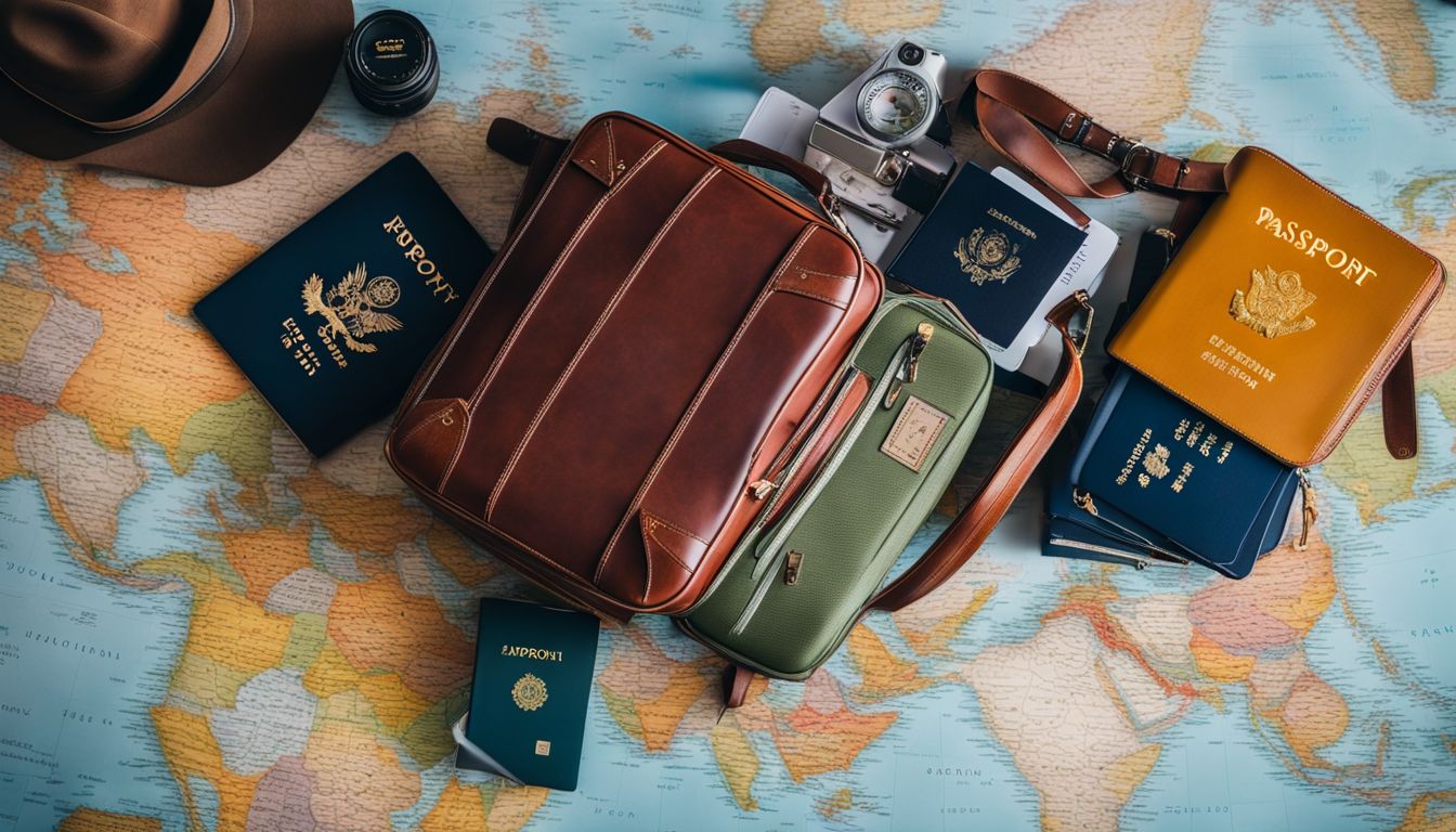 A vibrant photo of colorful luggage and a passport on a world map, capturing the essence of travel and adventure.