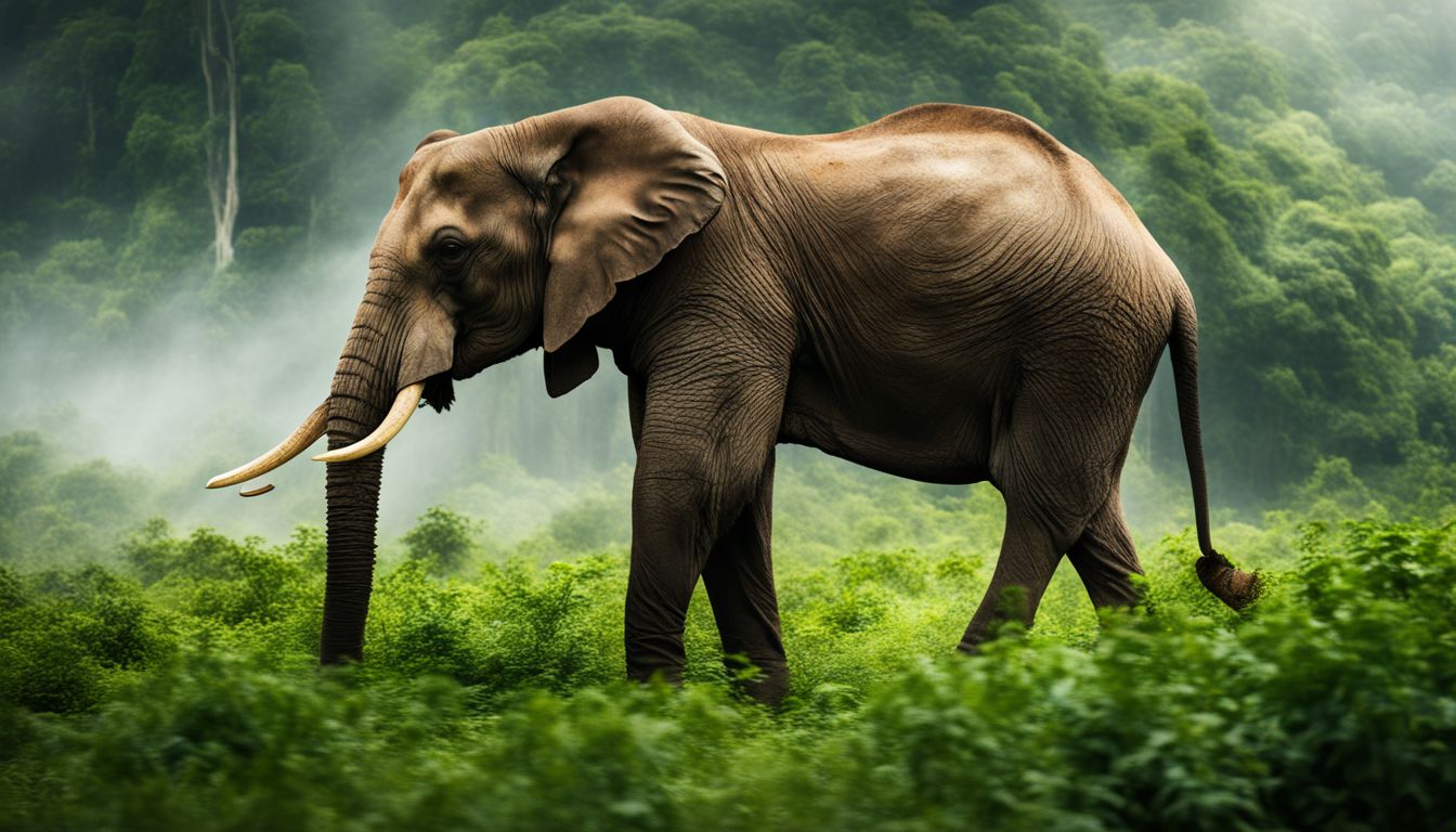 A stunning photograph of a majestic elephant in a lush green forest.