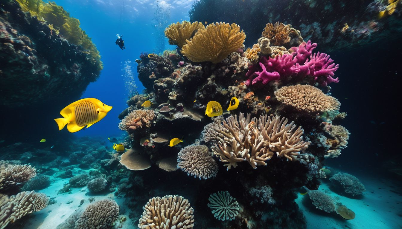 A diverse group of divers exploring the vibrant coral reefs of Koh Phi Phi.