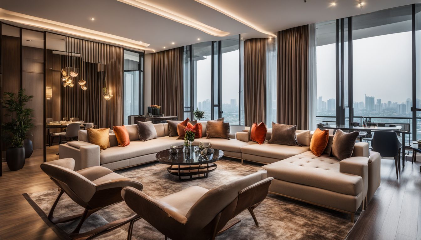 A photo showcasing the luxurious interior of a Hanoi apartment with modern design and state-of-the-art facilities.