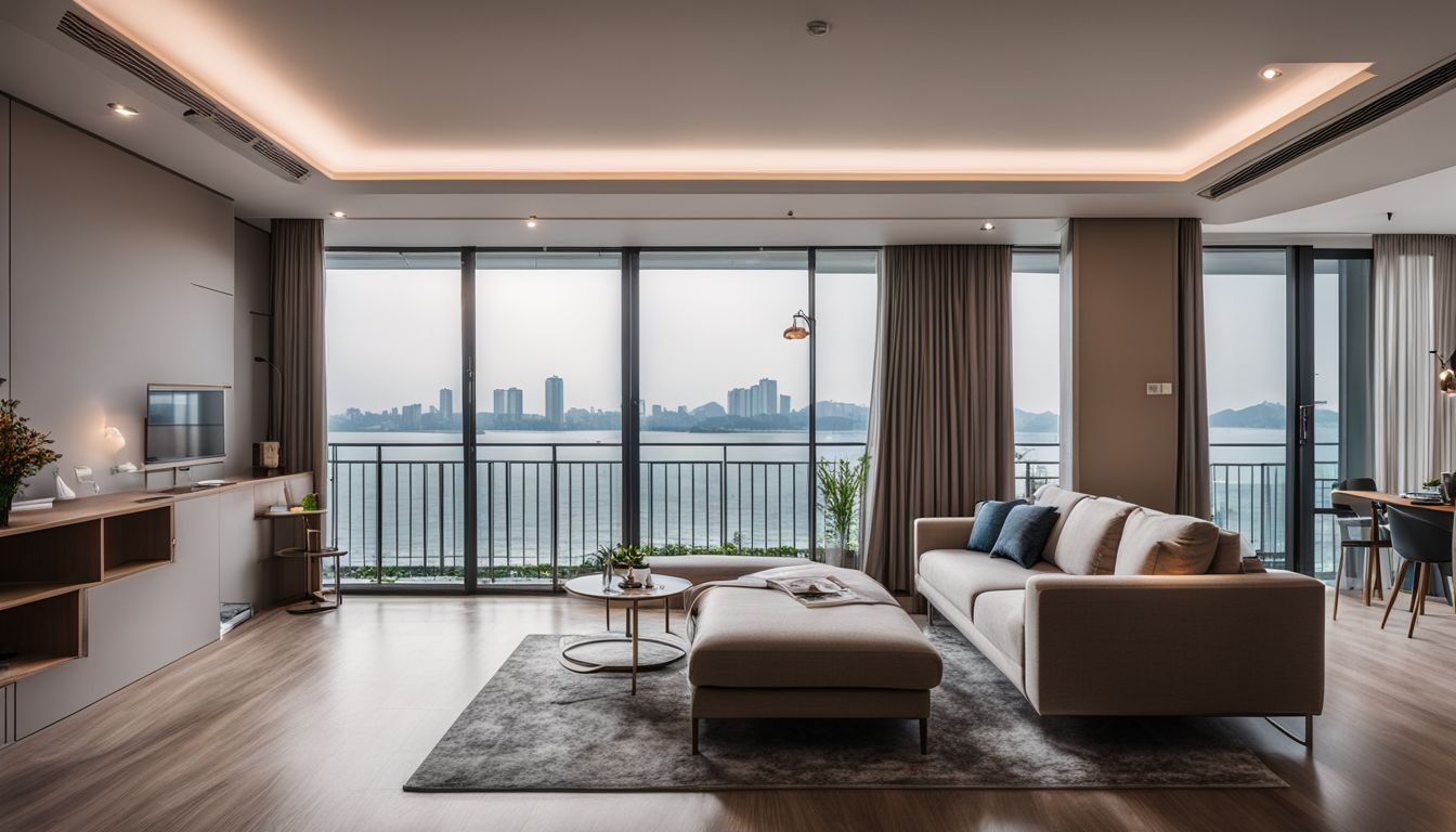 A modern one-bedroom apartment overlooking West Lake with a bustling atmosphere and stunning views.