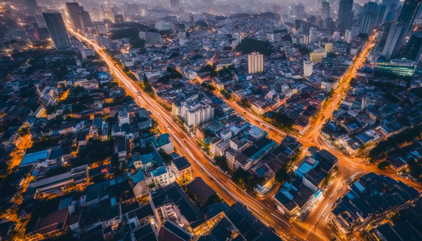 A captivating aerial photograph of Ho Chi Minh City's bustling streets and diverse cityscape.