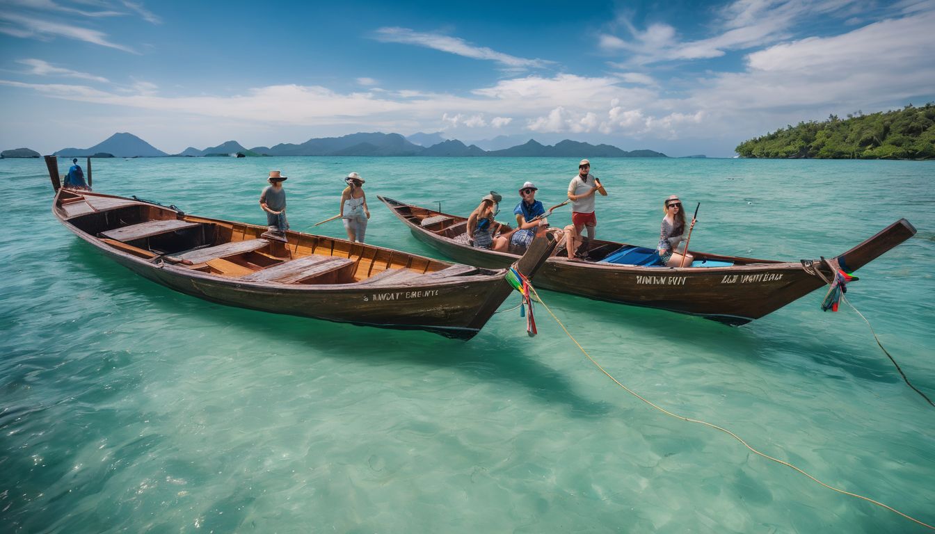 A diverse group of travelers enjoy a boat tour in the crystal-clear waters of Ban Krut.