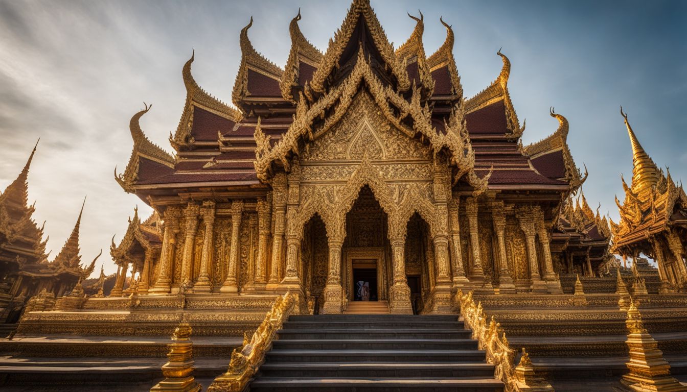 The photo showcases the intricate carvings and golden decorations of the Haw Kham temple, highlighting its architectural beauty.