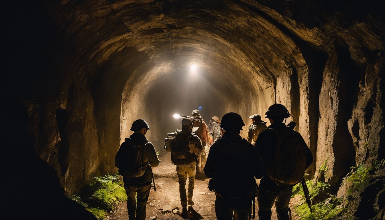 A group of treasure hunters explore abandoned tunnels in the DMZ, searching for hidden gold bars.