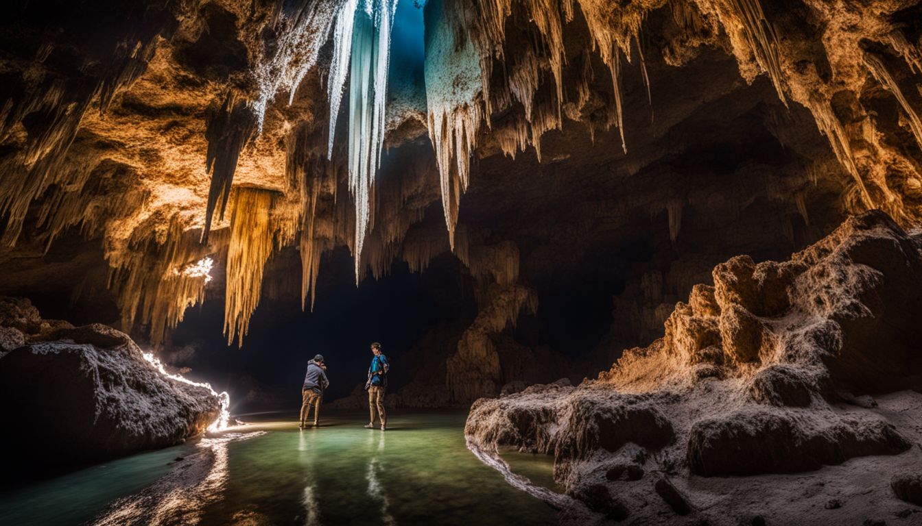 The photo shows the impressive stalactite formations inside Krasae Cave, creating a captivating natural scene.