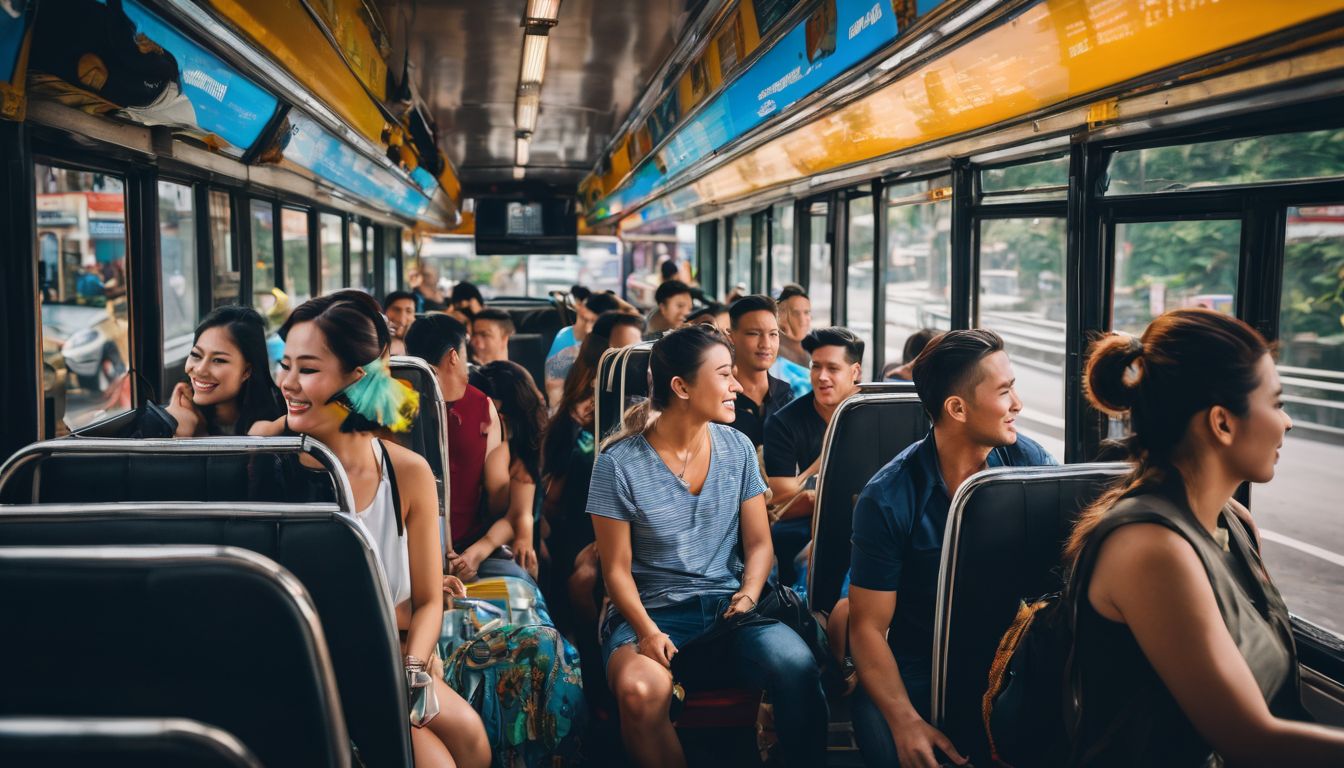 A diverse group of friends enjoy a lively day of exploring Pattaya on baht buses.