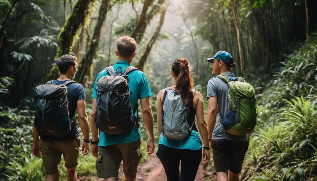 A diverse group of hikers explore the vibrant forests of Khao Yai National Park.