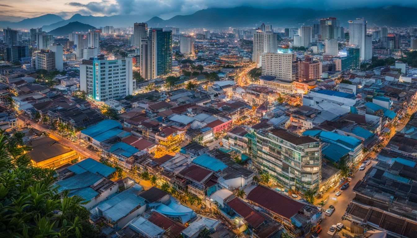 A panoramic shot capturing the bustling streets and vibrant energy of Danang city.