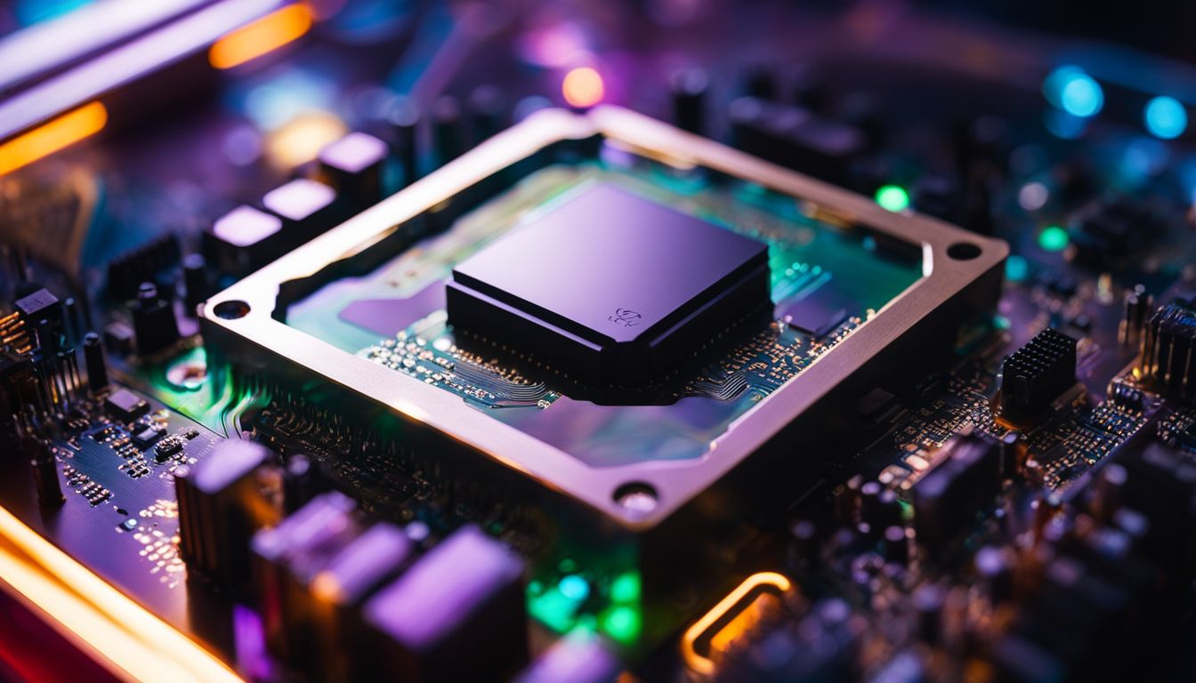 A close-up of a powerful CPU surrounded by futuristic technology.
