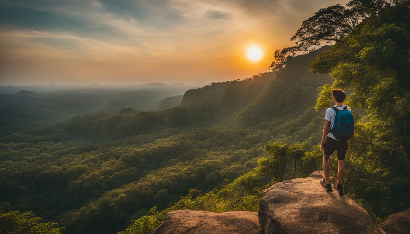 A hiker enjoys the breathtaking sunset view at <a href=