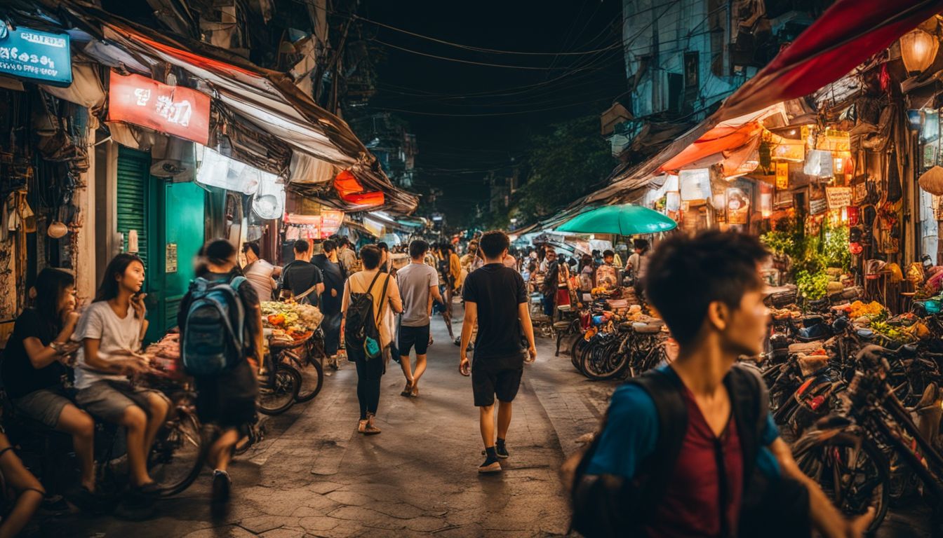 A backpacker explores the bustling streets of Hanoi, capturing diverse faces, hair styles, and outfits.