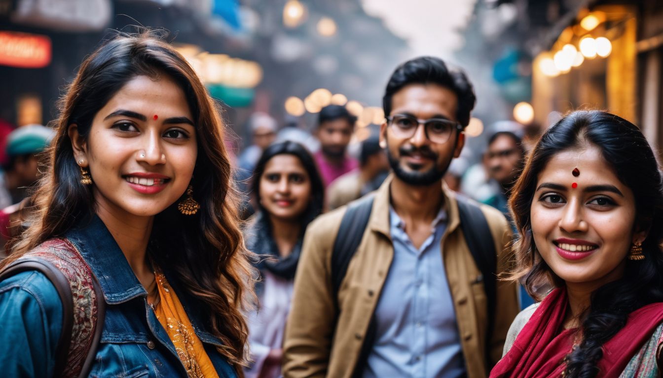 A group of tourists exploring the vibrant streets of Dhaka during the winter season.