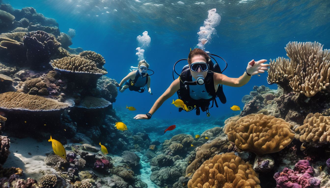 A group of snorkelers explore vibrant coral reefs in crystal clear waters.