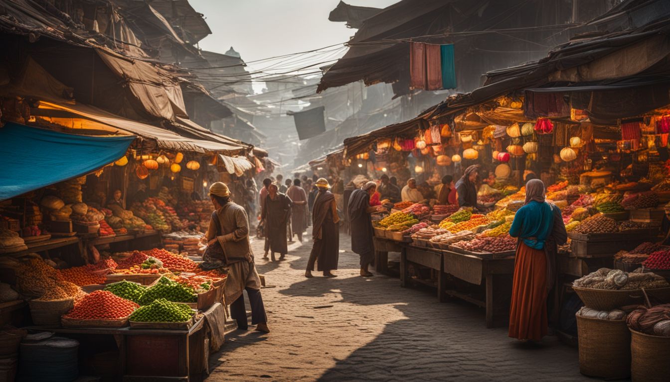 The photo captures a bustling marketplace on Sandwip Island, showcasing a variety of goods and people.